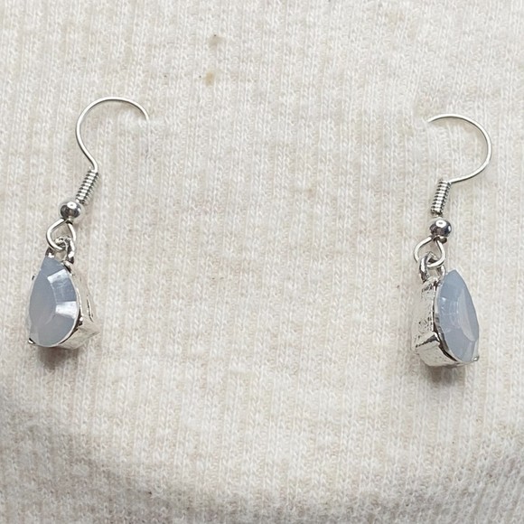 Necklace And Earrings Jewelry Pear Shape Set Lab Created Moonstones Stones - Picture 12 of 15